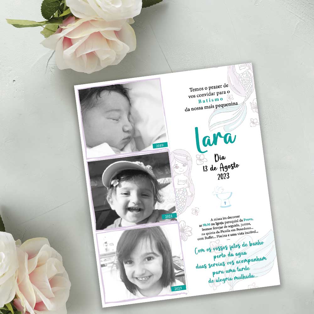 Convite Batizado Sereia